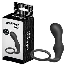 Plug anal cu inel pentru penis ADDICTED TOYS Anal Plug with Ring Model 3, diametre 2.8 - 3 cm, din silicon, negru