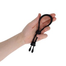 Inel dublu pentru penis ADDICTED TOYS Adjustable Cock Tie, din silicon flexibil și ajustabil, negru