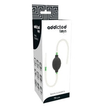 Duș anal cu tub de golire ADDICTED TOYS Travel Cleaner 3, din material flexibil și hipoalergenic, negru cu verde, 70 cm