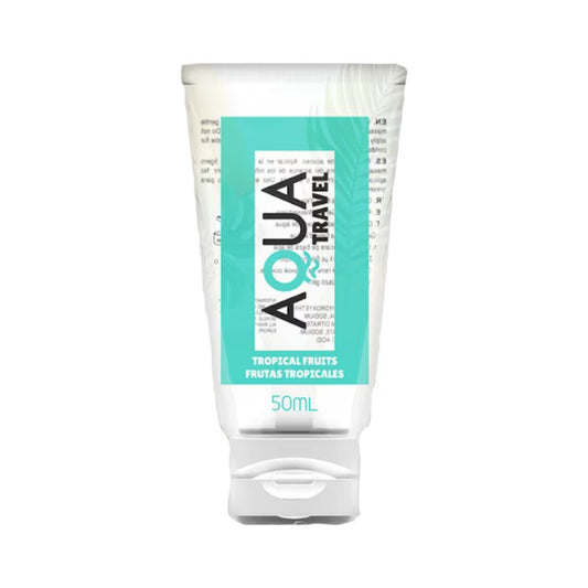 Lubrifiant cu aromă AQUA TRAVEL Tropical Fruits, pe bază de apă, cu gust delicios de fructe tropicale, 50 ml