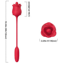 Vibrator dublu ARMONY Rose 3 in 1, în formă de trandafir, 10 funcții de aspirație, 10 funcții de vibrație, roșu