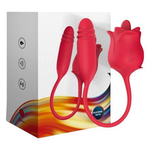 Vibrator dublu ARMONY Rose 3 in 1, în formă de trandafir, 10 funcții de aspirație, 10 funcții de vibrație, roșu