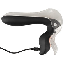 Vibrator BAD KITTY Vibrating Speculum, în formă de specul cu lumină LED, 10 funcții de vibrație, lungime 13.7 cm, negru