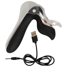 Vibrator BAD KITTY Vibrating Speculum, în formă de specul cu lumină LED, 10 funcții de vibrație, lungime 13.7 cm, negru