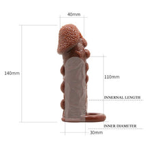 Manșon cu inel pentru testicule BAILE Brave Man, pentru extensia penisului, întârzierea ejaculării și stimulare, 14 cm, maro