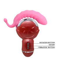 Vibrator BAILE Rolling Fun II, în formă de roată, pentru clitoris și punctul G, funcție de simulare sex oral, 6 funcții de rotație, roz