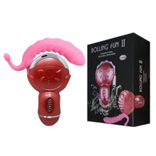 Vibrator BAILE Rolling Fun II, în formă de roată, pentru clitoris și punctul G, funcție de simulare sex oral, 6 funcții de rotație, roz