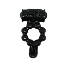 Inel pentru penis cu stimulator BAILE Sweet Ring, cu vibrator bullet inclus, din TPR, culoare negru