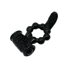 Inel pentru penis cu stimulator BAILE Sweet Ring, cu vibrator bullet inclus, din TPR, culoare negru