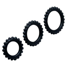 Set 3 inele pentru penis BAILE Titan, pentru întârzierea ejaculării, din silicon, diametre 1.9 cm, 2.4 cm și 2.8 cm, negru
