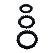 Set 3 inele pentru penis BAILE Titan, pentru întârzierea ejaculării, din silicon, diametre 1.9 cm, 2.4 cm și 2.8 cm, negru