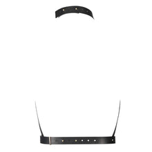 Ham feminin BIJOUX INDISCRETS Maze H Harness, design cu choker și inel sub sâni, din piele ecologică, negru, mărime universală