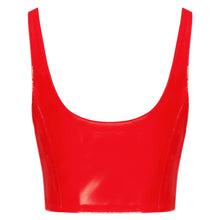 Top sexy BLACK LEVEL Vinyl Top, din material lucios, cu fermoar frontal și catarame pe bretele, mărime S, culoare roșu