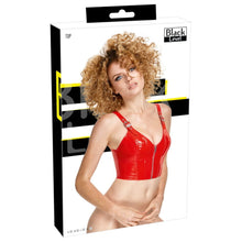 Top sexy BLACK LEVEL Vinyl Top, din material lucios, cu fermoar frontal și catarame pe bretele, mărime S, culoare roșu