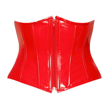 Centură corset BLACK LEVEL Vinyl Waist Cincher, din material lucios, cu fermoar frontal, mărime S, culoare roșu