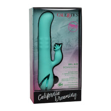 Vibrator rabbit CALEXOTICS Bel Air Bombshell, pentru stimularea clitorisului și punctului G, 3 funcții de rotație, 10 funcții de vibrație, verde turcoaz