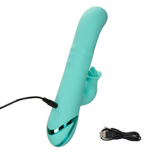 Vibrator rabbit CALEXOTICS Bel Air Bombshell, pentru stimularea clitorisului și punctului G, 3 funcții de rotație, 10 funcții de vibrație, verde turcoaz