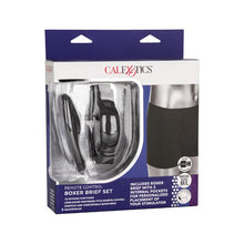 Boxeri cu vibrator CALEXOTICS Boxer Brief Set, control prin telecomandă tip ceas, 12 funcții de vibrație, culoare negru