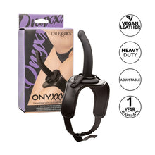 Strap-on pentru picior CALEXOTICS Onyxxx Thigh Strap with Silicone Probe, cu dildo inclus, lungime 12.7 cm, negru