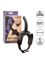Strap-on pentru picior CALEXOTICS Onyxxx Thigh Strap with Silicone Probe, cu dildo inclus, lungime 12.7 cm, negru