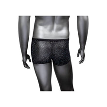 Boxeri sexy CALEXOTICS Radiance Boxer Briefs, lenjerie erotică pentru bărbați, din plasă cu strasuri, negru, mărime universală (50-3)