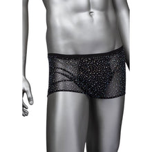 Boxeri sexy CALEXOTICS Radiance Boxer Briefs, lenjerie erotică pentru bărbați, din plasă cu strasuri, negru, mărime universală (50-3)