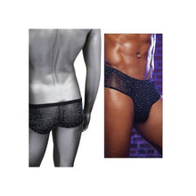 Chilot sexy bărbați CALEXOTICS Radiance Classic Briefs, lenjerie erotică din plasă cu strasuri, negru, mărime universală (45-3)