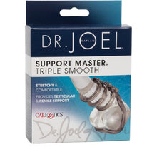 Inel triplu pentru penis CALEXOTICS Dr. Joel Support Master, cu suport pentru testicule, din material elastic, gri
