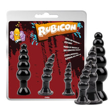 Set plug anal CHISA Rubicon Late Night Pleasure Kit, 3 dopuri anale cu ventuză pentru fixare, lungimi 12 - 18.5 cm, negru