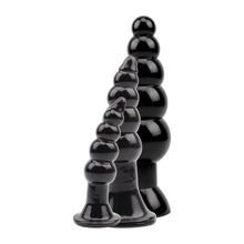 Set plug anal CHISA Rubicon Late Night Pleasure Kit, 3 dopuri anale cu ventuză pentru fixare, lungimi 12 - 18.5 cm, negru
