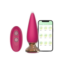 Plug anal vibrator CNT GUARD OFF Sweet Bomb Tappered, control prin aplicație, 9 funcții de vibrație, 12 cm, roz cu auriu