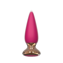 Plug anal vibrator CNT GUARD OFF Sweet Bomb Tappered, control prin aplicație, 9 funcții de vibrație, 12 cm, roz cu auriu