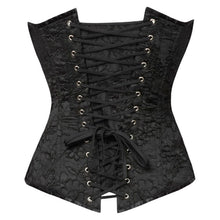 Corset sexy COTELLI PARTY Corsage, pentru jocuri erotice și roleplay, din material catifelat cu broderie florală, culoare negru, mărime S