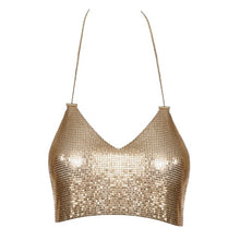 Bustieră sexy COTTELLI Accessoires Metal Top Gold, din metal cu lanț reglabil pentru gât, culoare auriu