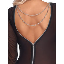 Rochie sexy COTTELLI Party Dress, lenjerie erotică din plasă cu lanț și fermoar pe spate, culoare negru, mărime L