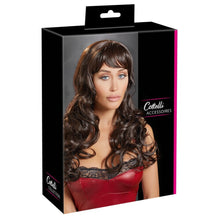 Perucă sexy COTTELLI Accessoires, pentru jocuri erotice și costume roleplay, păr lung și ondulat cu breton, culoarea maro
