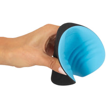 Vibrator cupluri COUPLES CHOICE Lay-on Multi Toy, stimulator clitoris și masturbator, 10 funcții de vibrație, negru cu albastru