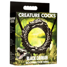 Inel pentru penis CREATURE COCKS Black Caiman, în formă de aligator, pentru jocuri de fantezie, din silicon, diametru 4 cm, negru
