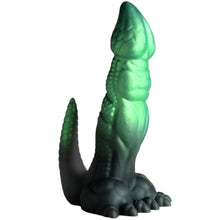 Dildo dinozaur CREATURE COCKS Dickosaur, pentru jocuri de fantezie, bază cu ventuză, lungime 18.5 cm, culoare verde