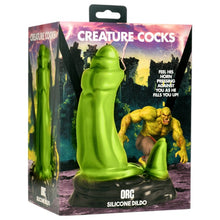 Dildo orc CREATURE COCKS ORC, design cu corn, pentru jocuri de fantezie, bază cu ventuză, lungime 17.8 cm, verde