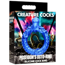 Inel pentru penis CREATURE COCKS Poseidon’s Octo-Ring, design cu caracatiță, pentru jocuri de fantezie, diametru 4 cm, albastru