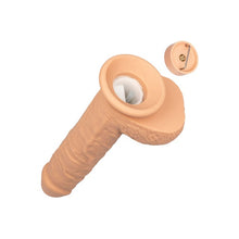Vibrator CalExotics - Squirting Fuck Stick, realistic cu functie de ejaculare si 10 functii de vibratie, maro deschis, 22.7 cm