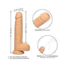 Vibrator CalExotics - Squirting Fuck Stick, realistic cu functie de ejaculare si 10 functii de vibratie, maro deschis, 22.7 cm