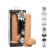 Vibrator CalExotics - Squirting Fuck Stick, realistic cu functie de ejaculare si 10 functii de vibratie, maro deschis, 22.7 cm