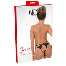 Chilot sexy DARING INTIMATES Grace String with Keyhole Back, design cu bretele subțiri și decupaje, culoare negru, mărime S/M, model 76033