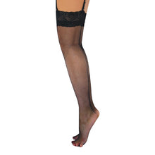 Dresuri din plasă DARING INTIMATES Net Stockings with Lace Top, design cu benzi de dantelă, mărime universală, culoare negru, model 75001
