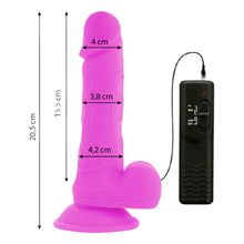 Vibrator DIVERSIA Flexible Vibrating Dildo, control prin telecomandă, design realist cu bază cu ventuză, 20.5 cm, mov