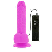 Vibrator DIVERSIA Flexible Vibrating Dildo, control prin telecomandă, design realist cu bază cu ventuză, 20.5 cm, mov
