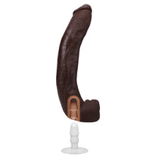 Dildo realist DOC JOHNSON Ultraskyn Signature Cocks - Dredd, bază cu ventuză pentru fixare, 34 cm, culoarea maro
