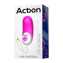 Stimulator DOUBLE ACTION No. Thirteen, pentru clitoris și punctul G, 10 funcții de pulsație, 10 funcții de vibrație, roz cu alb